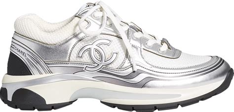 silver and white chanel sneakers|chanel metallic sneakers.